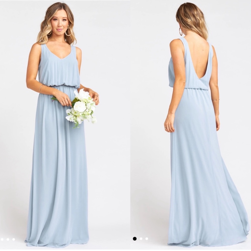 Show Me Your Mumu | Kendall Maxi Bridesmaid Dress Steel Blue Chiffon Small